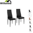 Willonin® Lot de 2 chaises pour salle à manger, Siège bien rembourré en cuir synthétique, Dossier ergonomique Noir