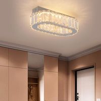 Lustre en cristal moderne LED lustre encastré ovale plafonnier pour salle de bain chambre couloir escalier bar cuisine