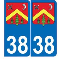 38 Les Abrets blason Isère Auvergne-Rhône-Alpes plaque immatriculation auto ville sticker logo725 (angles: angles arrondis)