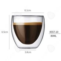 CONFO® Pack de 6 gobelets à café expresso spiritueux capacité 80ml Double paroi thermique en verre transparent servir thé café tasse