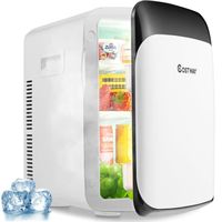 GIANTEX Mini Réfrigérateur 15L Portable Fonction ECO, Friod/Chaud 5 ℃~50 ℃, Mini Frigo pour Ménager/Automobile, 38X33X27CM, Blanc