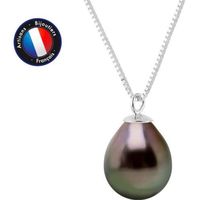 PERLINEA - Collier Perle de Tahiti A+ - Bouton 8-9 mm - Argent 925 Millièmes - Bijoux Femme