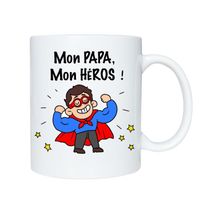 Idées cadeaux pour PAPA-Mug personnalisé-Mon PAPA,Mon HÉROS-- Cadeau bonne féte,noël et Fête des pères-Humour Tasse