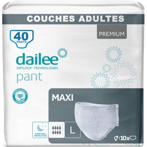 Couches Adultes Incontinence – Languettes Adhésives – Taille L – Lot De 40 (4x10) – Haute Absorption