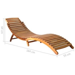 CHAISE LONGUE Chaise longue en bois d'acacia solide - KIMISS - Pliable - Marron