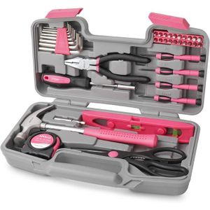 BOITE A OUTILS kit d’outils rose, 39 pièces boîte à outils pour m