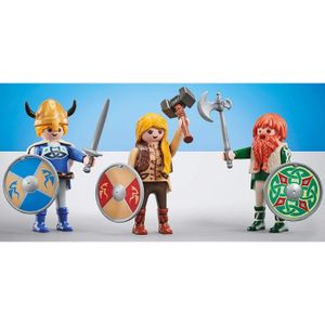 FIGURINE - PERSONNAGE Playmobil - 9893 - History - 3 Vikings - sous Emba