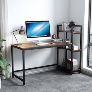 Petit bureau droit design BAKUS en bois et métal noir - 120x60 cm