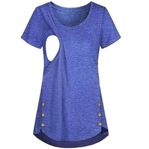 T-SHIRT Débardeur d'allaitement à manches courtes pour femme - Haut d'allaitement avec boutons - Mode de grossesse - T-shirt de grossesse