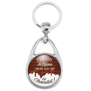 Porte-Cl/és M/étal Maman Je taime Encore Plus Que Le Chocolat Chocolat coulant Gourmand C/él/ébration Anniversaire Amour