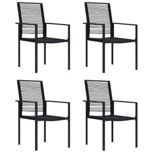 Ensemble table et chaise de jardin VX - Chaises de jardin 4 pcs Rotin PVC Noir