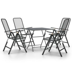 Ensemble table et chaise de jardin LIU-7809355797671Mobilier à dîner de jardin 5 pcs Maille Métal Anthracite