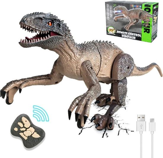 Jouets dinosaure télécommandé gris 2. 4g rc raptor vélociraptor marche Jouets dinosaure télécommandé gris 2. 4g rc raptor vélociraptor marche