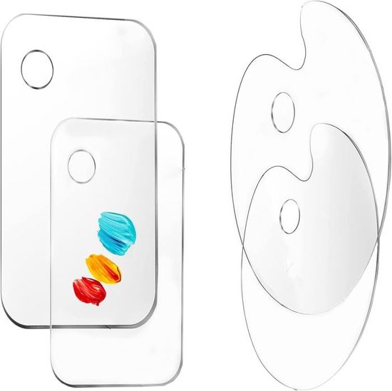 Lot De 4 Palettes De Peinture Acrylique Transparente - 20 X 15 Cm Et 15