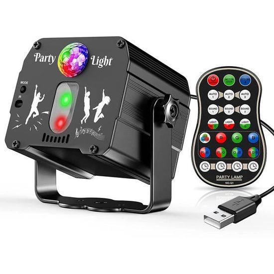 Boule Disco LED RGB Boule Disco LED 5W 51 LEDs - Projecteur Lumière Fête Avec Son - Pour Mariage, Bar, Club - 12,5x12,5x13 Cm