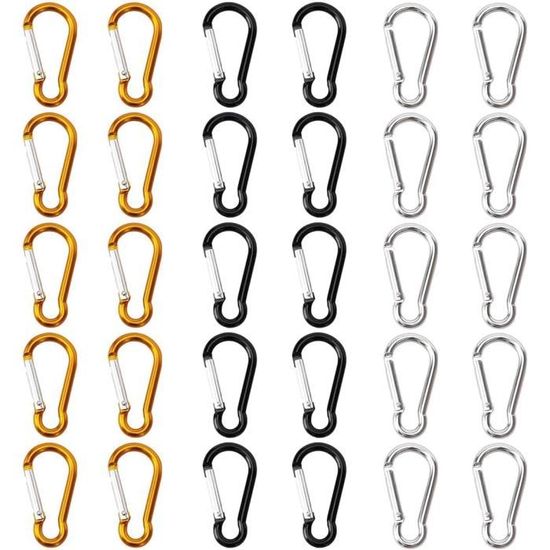 JOYSKY Petit Mousqueton 9 Couleurs Mini Mousqueton Aluminium Petit Mousqueton Porte Clé Léger Et Résistant Porte Clef pour Randonnées Camping Pêche Voyages, la Maison, la randonnée(3,5 x 40 mm