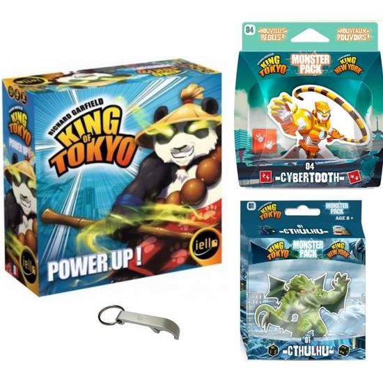 3 Extensions King of Tokyo en français Power Up + Cthulhu + Cybertooth + 1 Décapsuleur Blumie