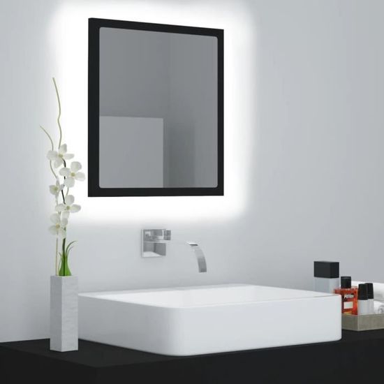 511Luxs•)Miroir à LED de salle de bain Miroir Murale de Toilettes Design CHIC Noir 40x8,5x37 cm Aggloméré FRENCH DAYS