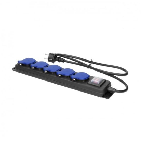 Miratic Prise Multiple Extérieure IP44 - 5 Prises Schuko - Interrupteur - Câble 3m H05RR-F