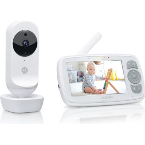Motorola Ease 34 Moniteur bébé avec caméra - Babyphone 4,3" HD - Vision nocturne, Talkie walkie, Zoom, Température ambiante