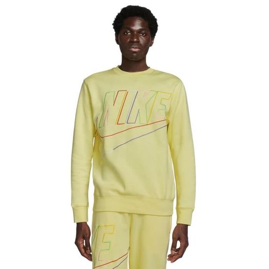 NIKE Sweat col rond jaune L Jaune Pulls Gilets Sweats Vestes Jaune Cdiscount Pret a Porter