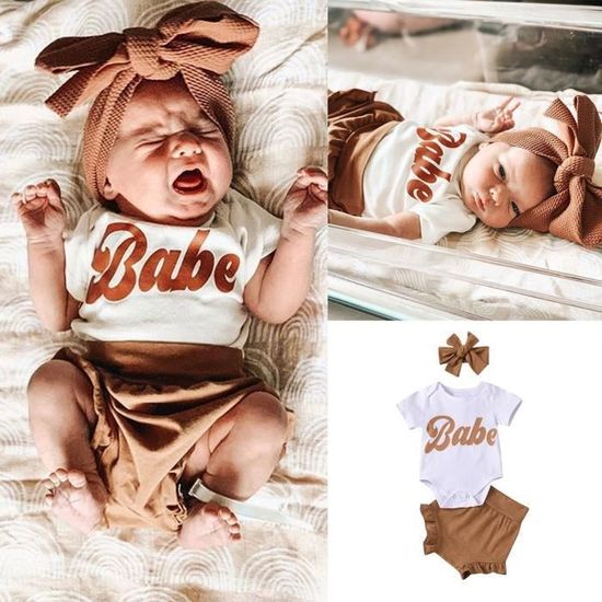 Ensemble Vêtement Noël Bébé Fille 4 Pièces - Barboteuse Manches Longues + Jupe + Collants + Nœud - Pour Nouveau-né Jusqu'à 12 Mois - 11