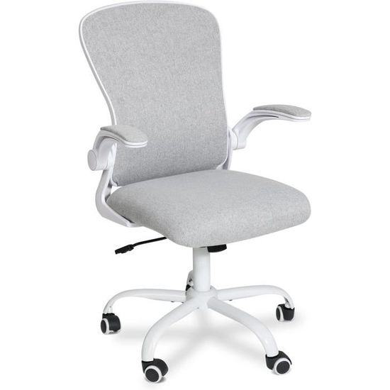 MEUBLES COSY Fauteuil De Bureau Rotatif Tissu Beige Et Pied En Bois De Hêtre,Style Scandinave,CARSON - Maison