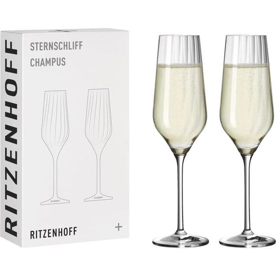 Lot De 6 Flûtes à Champagne En Cristal Soufflé à La Main