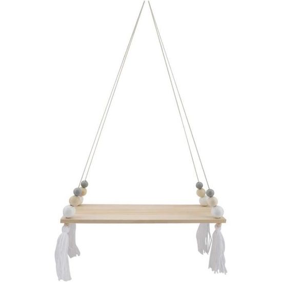 Étagère Murale Flottante Avec Cordes – Style Nordique – Bois Dense Violet – 38x14 Cm – Décoration Intérieure - 2