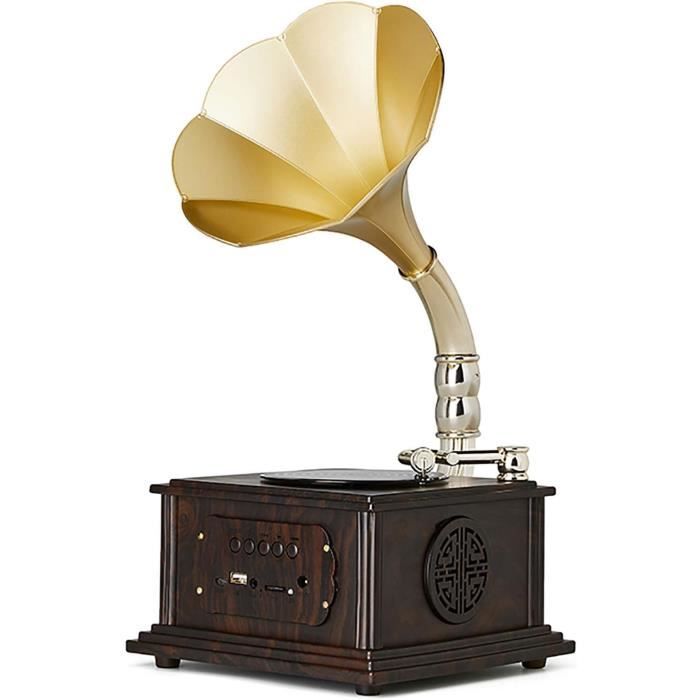 Tourne-disque Vinyle Avec Haut-parleurs Intégrés, Tourne-disque Vintage à 3 Vitesses, Prend En Charge Le Contrôle Des Aigus Et Des Basses, Prise Casque 3,5 Mm, Sortie RCA, Entrée Auxiliaire, Platine