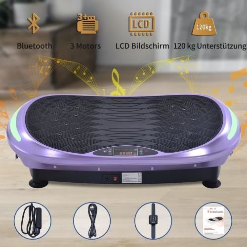 Plateforme Vibrante et Oscillante 4D Triples Moteurs Silencieux Bluetooth Fitness Idéal pour Fitness et Musculation--VIOLET