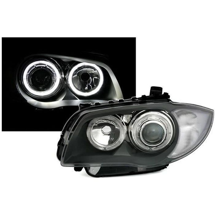 2 FEUX PHARE AVANT ANGEL EYES LED BMW SERIE 1 E87 E88 ET E81 E82 FOND GRIS FONCER