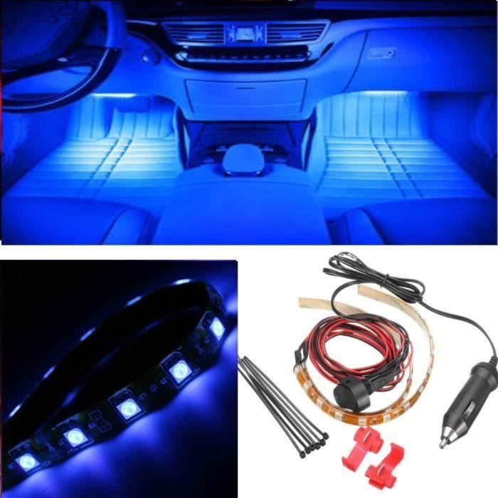 JIE Neon Twin LED Intérieur Footwell Lights & Cigar Plug & Switch Set Bleu