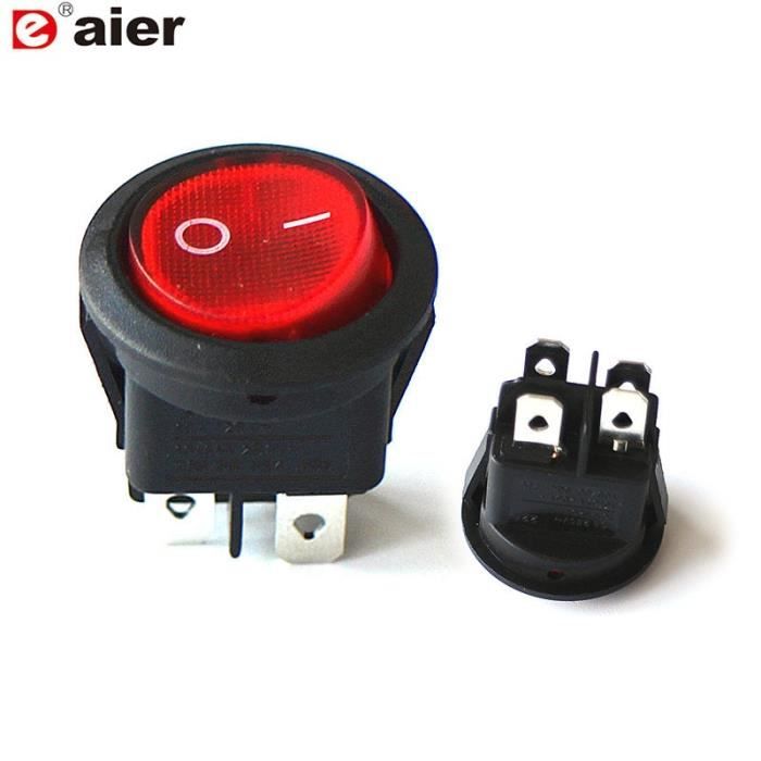 24V LED -5 pièces 12-24-220V interrupteur à bascule rond 20MM 4 broches ON-OFF DPST LED de verrouillage éclairé sur les commutateurs