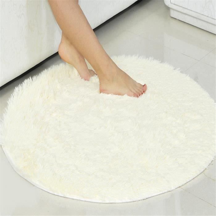 120cm Rond Tapis Absorbant Antidérapant Peluche Yoga Sol Chambre Salle De Bain BEIGE Gr08363