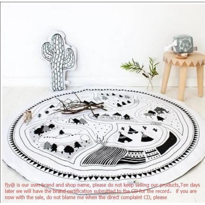 QN Tapis Éveil Tapis de Jeu Pour Bébé Tapis Rond en Coton Doux Circuit Voiture de Course Décoration de Salle @4