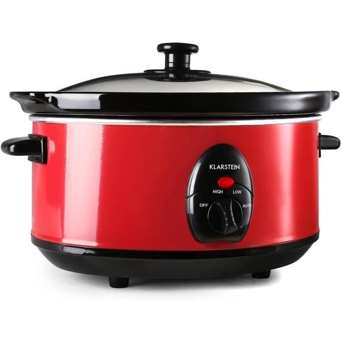 Klarstein Bristol 35 - Slow Cooker, mijoteuse electrique pour cuisson lente (3,5 L, 200W, 2 températures) - rouge