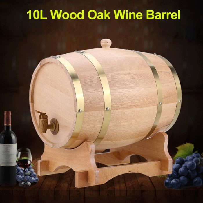 Baril de chêne,Tonneau à vin bois bois chêne vintage pour bière Whisky Rum Port 10L HB051