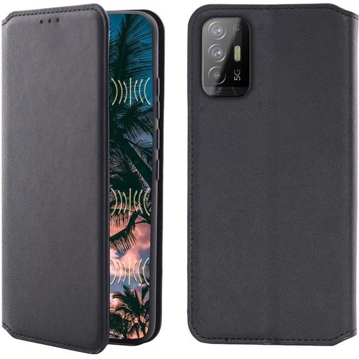 Coque pour Oppo A94 5G,Portefeuille Cuir PU - Noir