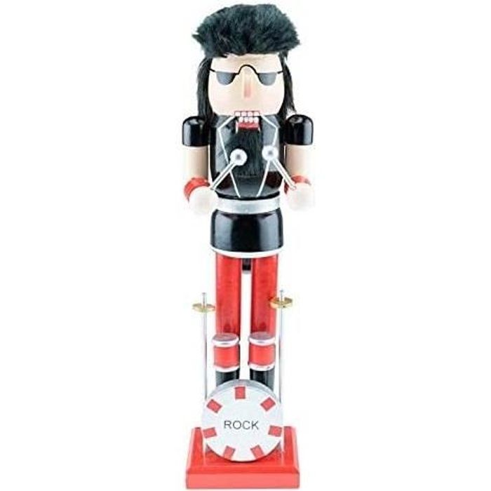 Clever Creations Casse-Noisettes Batteur Groupe de Rock - avec Batterie et Baguettes décoration de Noël/à Collectionner 38 cm