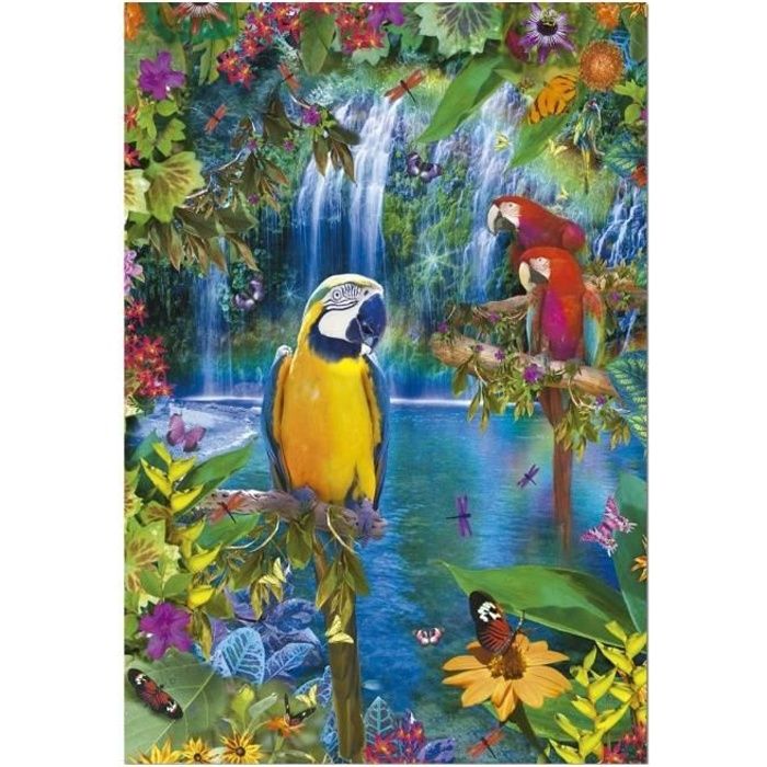 Puzzle 500 Pieces Perroquets Au Bord De La Rivière Dans La Foret Tropicale - Educa Collection Animaux Oiseaux