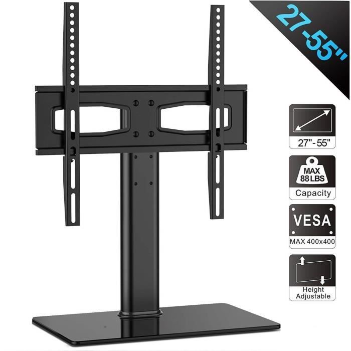 FITUEYES Meuble Design Support TV Pieds en Verre à Téléviseur de 27 à 50 Pouces