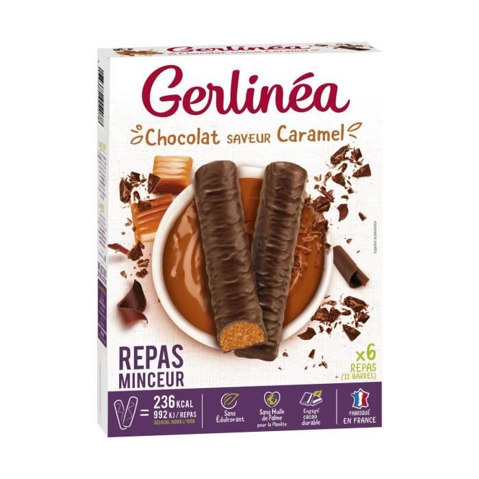 GERLINEA Barres chocolatées substitut de repas, saveur caramel - 372 g