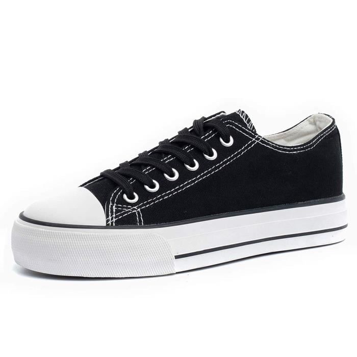 Bottines Professionnelles B5HZ7 Tendance Leopard Canvas Sneakers top Chaussures à plateforme plate Taille-37