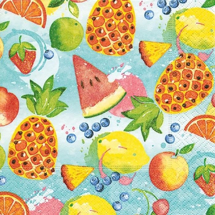 PAPER DESIGN - 20 Serviettes 33x33 cm - Tropical fruits