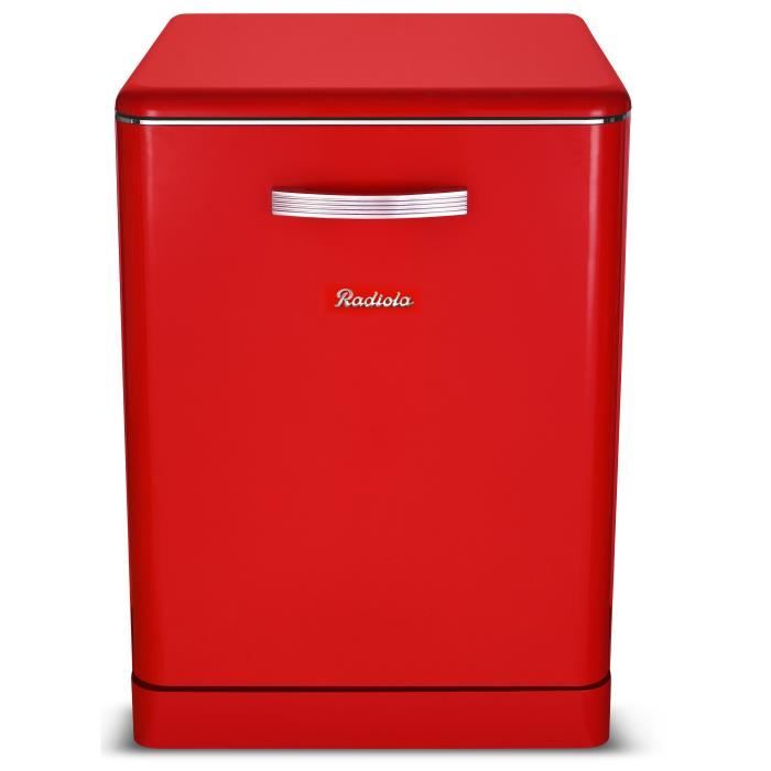 RADIOLA RALV1445VR - Lave Vaisselle Vintage - 14 Couverts - 3 Tiroirs - Départ différé - Pose libre - 6 programmes - Rouge