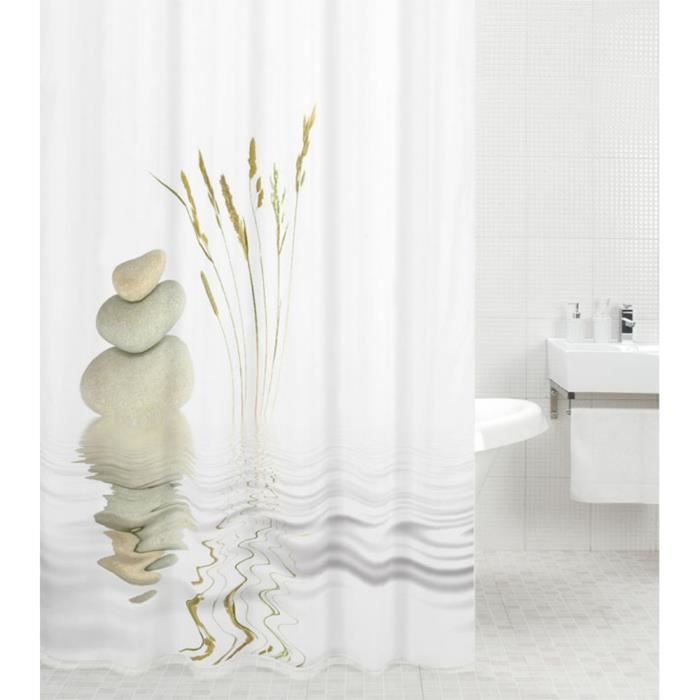 Rideau de douche Équilibre 180 x 200 cm - de haute qualité - 12 anneaux inclus - imperméable - effet anti-moisissures
