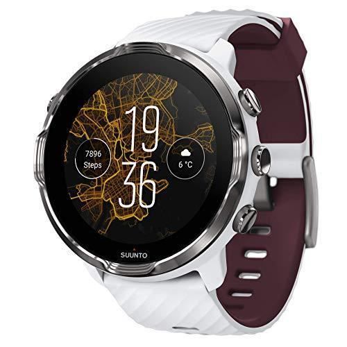 Suunto 7 Smartwatch Avec Application Polyvalente et Wear OS by Google, Mixte Adulte, Blanc/Bordeaux, Taille Unique
