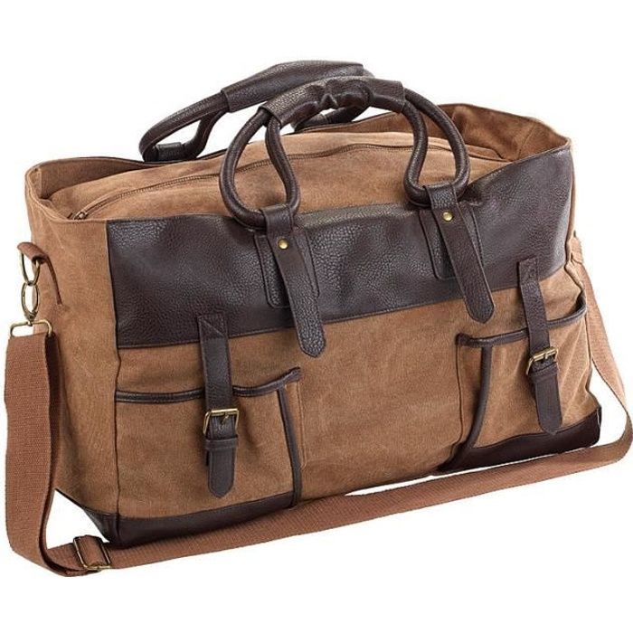 Sac de voyage 30 L en toile avec bandoulière et 2 poches externes