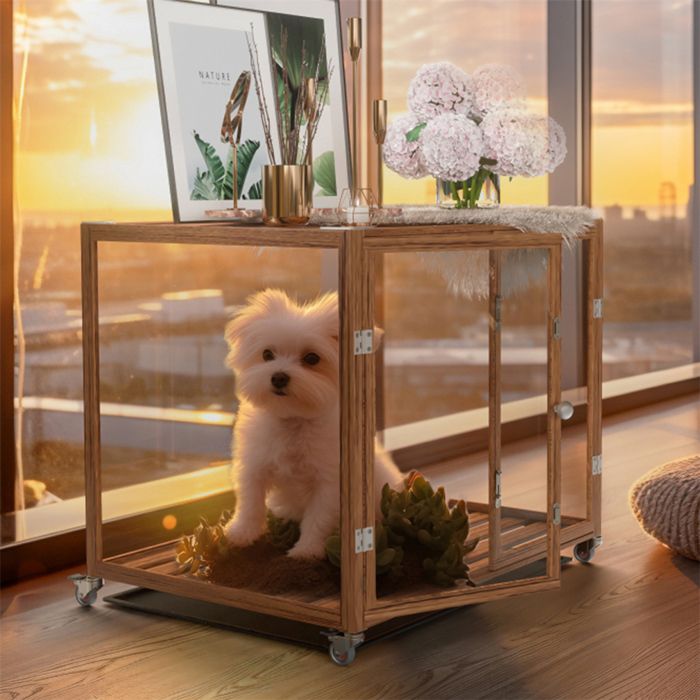Meilleurs prix pour Cage pour Chien Intérieur avec Roulette, 76x58.5x66.5cm Caisse pour Chiens de Taille Petite et Moyenne